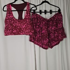 Fabletics Pink and Brown Women's Short Set